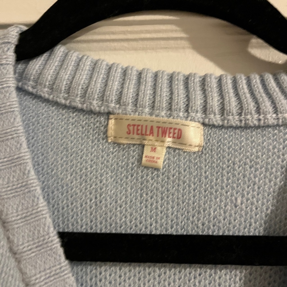 1989 Stella Tweed Light Blue Crewneck Sweater - Picture 4 of 5